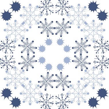 Renkli kar taneleri, vektör arka plan ile dikişsiz desen