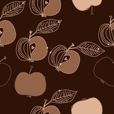 Yaprakları ile elma basit vektör illüstrasyon