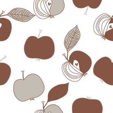 Yaprakları ile elma basit vektör illüstrasyon 