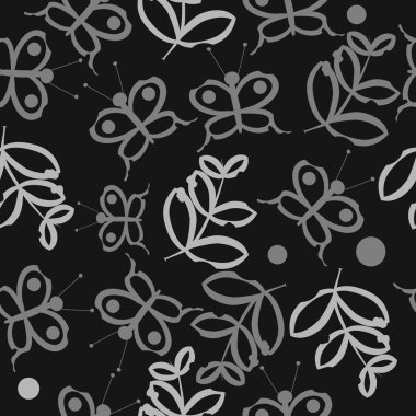 Soyut basit kelebek ve dalların kusursuz deseni