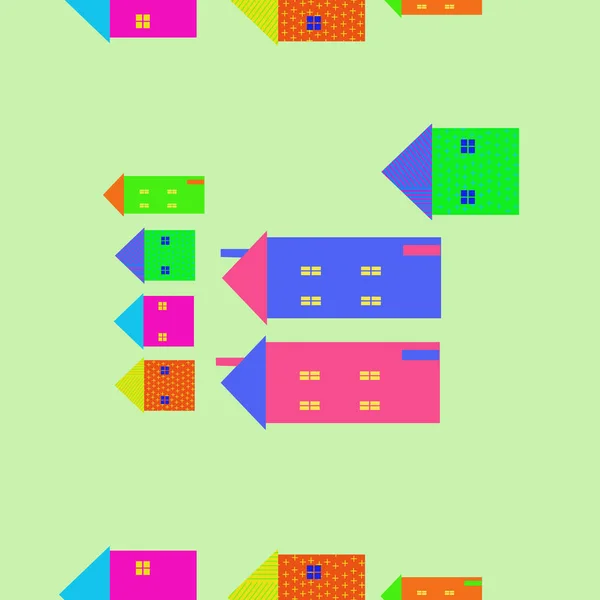 Soyut Basit Evlerin Dikişsiz Deseni — Stok Vektör