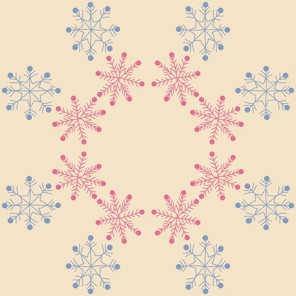 Круглий Безшовний Візерунок Кольорових Мотивів Сніжинками Просто Векторна Ілюстрація — стоковий вектор
