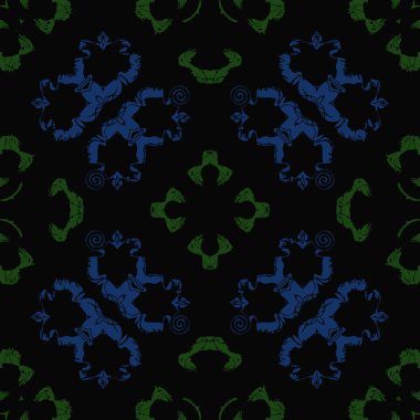 Çiçek motifi, lekeler, delik, çizgiler, spiraller, dalgalar dairesel dikişsiz desen.  