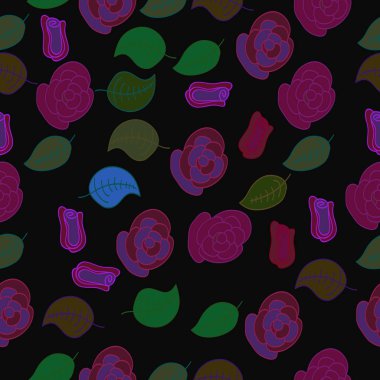 Çiçek motifi, yapraklar, çiçekler dikişsiz desen.  