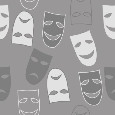 Basit dramatik tiyatro maskeleri süs soyut dikişsiz desen