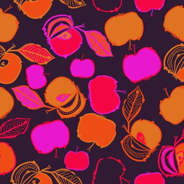 elma ve yaprakları, vektör çizim ile Seamless Modeli