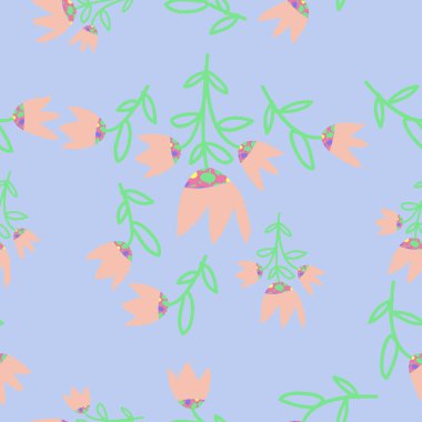 çiçekler, vektör çizim ile sanatsal seamless modeli