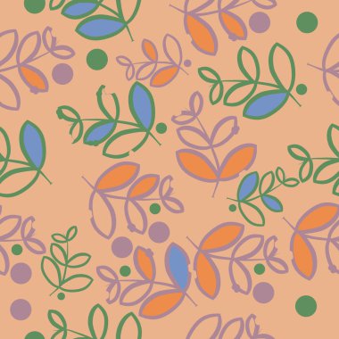 Soyut basit dalların ve yaprakların kusursuz deseni