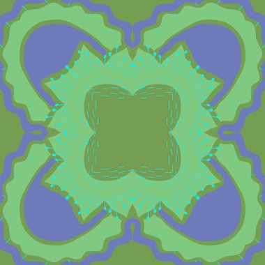 Stilize çiçek dairesel dikişsiz desen, delik, dalgalar, stamens, kopya alanı.  