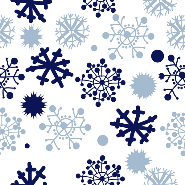 Patrón Sin Costuras Motivos Decorativos Garabatos Copos Nieve Estrellas Elipses — Archivo Imágenes Vectoriales