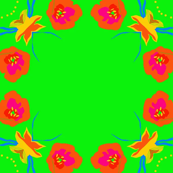 Kruhový Plynulý Vzorek Květinové Motivy Květinami Prostorem Pro Kopírování — Stockový vektor