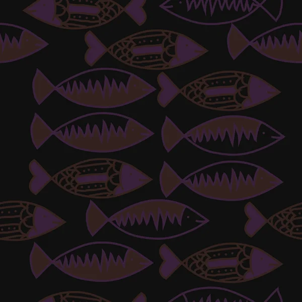 色付きモチーフの魚シームレスパターン — ストックベクタ