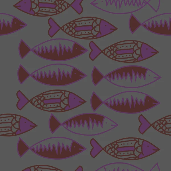 Fish Seamless Pattern Colored Motif — Stock Vector