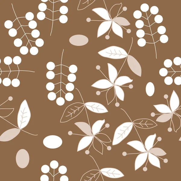 Nahtloses Muster Aus Abstrakten Blüten Und Zweigen Mit Blättern — Stockvektor