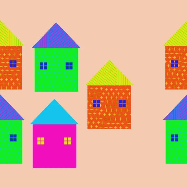 Soyut basit evlerin Dikişsiz deseni