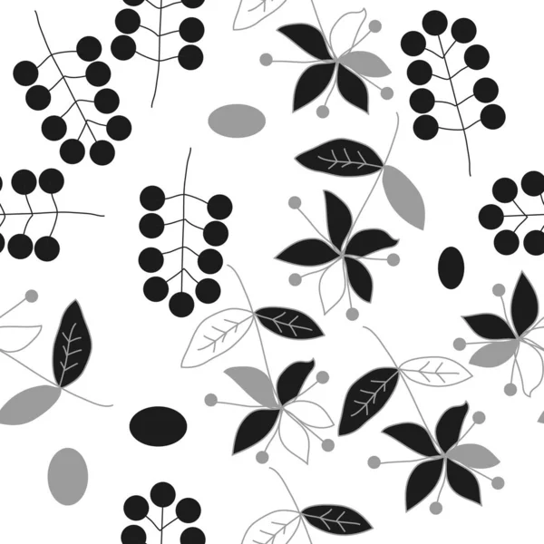 Бесшовный Рисунок Абстрактных Цветов Ветвей Листьями — стоковый вектор