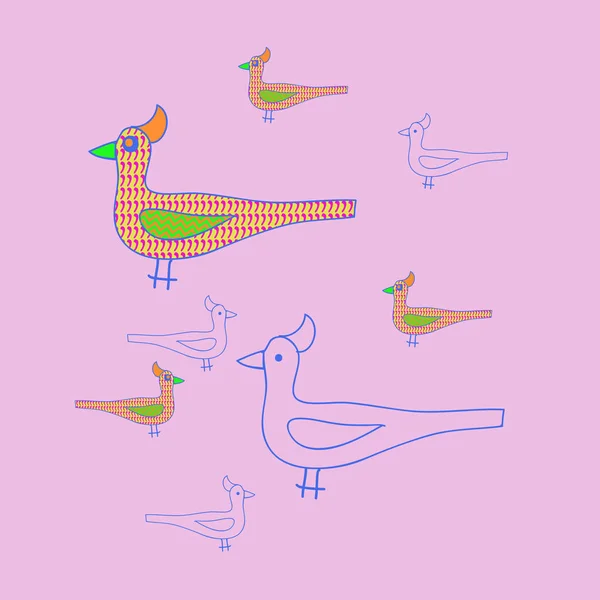 Modèle Sans Couture Ornement Abstrait Oiseaux Simples — Image vectorielle
