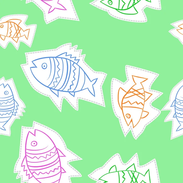 Seamless Pattern Abstract Simple Fishes — Stock Vector