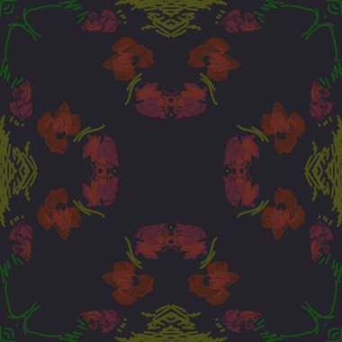 Çiçek motifli dairesel dikişsiz desen, fotokopi alanı