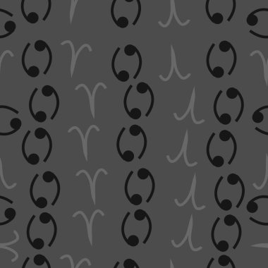 Zodyak işaretleri Dikişsiz desen - koç, kanser. Vektör çizimi