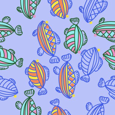 Soyut basit balıklar Dikişsiz desen