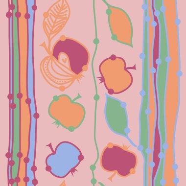 Renkli elma ve yaprakları ile Dikişsiz desen