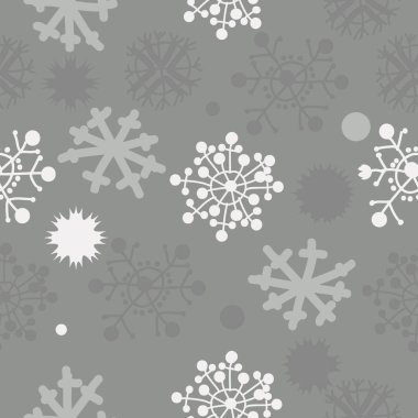Dekoratif motif, karalamalar, kar taneleri, yıldızlar, elipsler dikişsiz desen. El çizilmiş, kış teması.