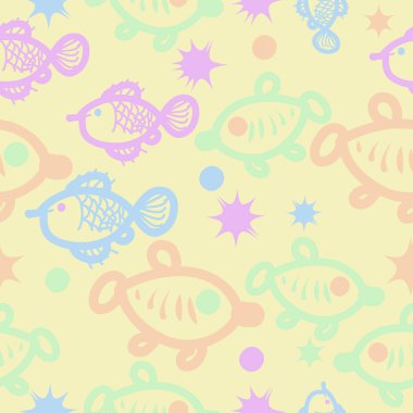 Dikişsiz soyut balık deseni, vektör arka plan