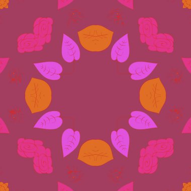 Çiçek motifi dairesel dikişsiz desen, sadece vektör illüstrasyon  