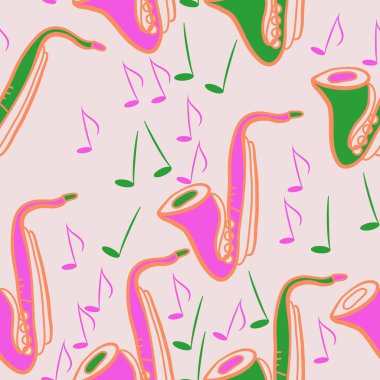 Soyut basit saksafon dikişsiz desen