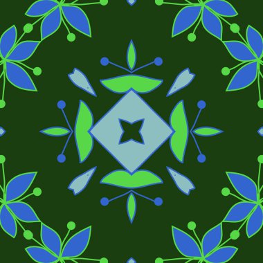 Çiçek motifi ile dairesel dikişsiz desen  