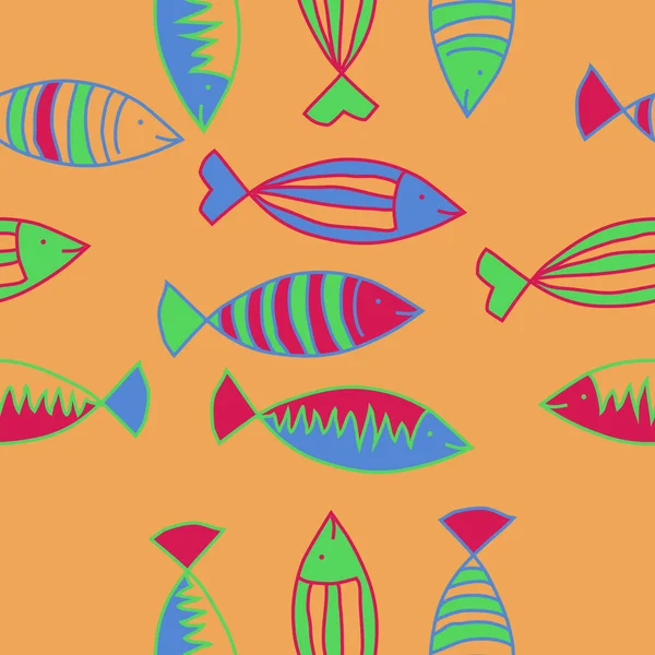 Patrón Inconsútil Peces Simples Abstractos — Vector de stock