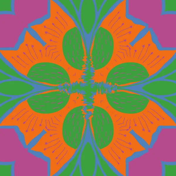 Циркулярный Бесшовный Рисунок Стилизованных Цветов Каракулей Тычинок — стоковый вектор
