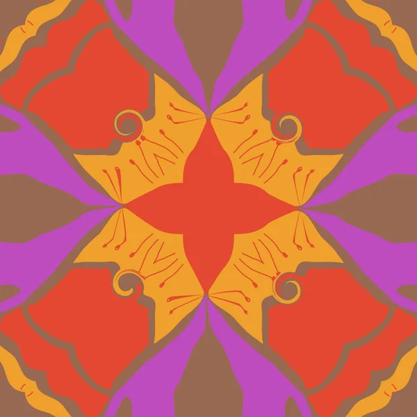 花のモチーフ 落書き スポット クロス スパイラルの円形シームレスパターン — ストックベクタ