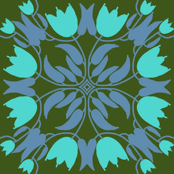 Циркулярный Бесшовный Рисунок Цветочного Мотива Цветами — стоковый вектор