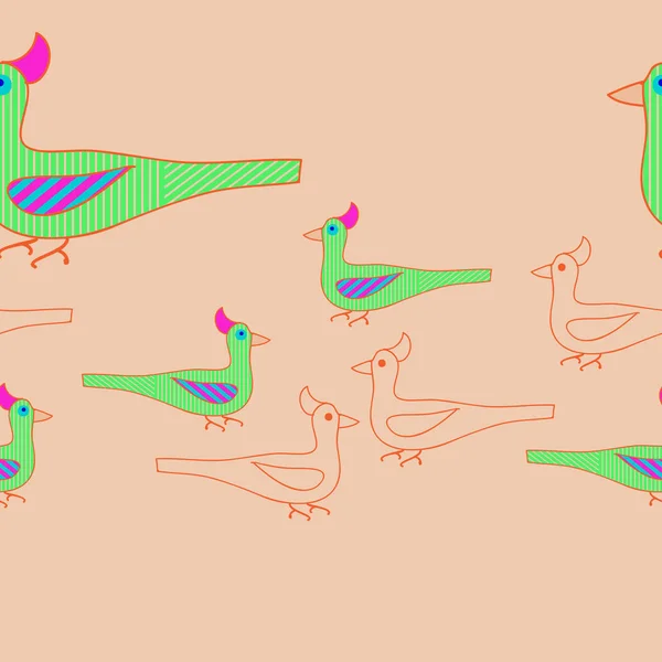 Nahtlose Muster Abstrakter Farbenfroher Vögel — Stockvektor