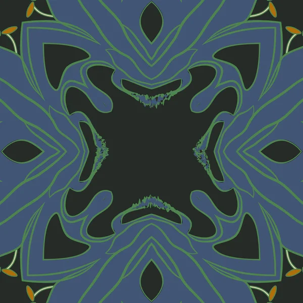 Kreisförmige Nahtlose Muster Stilisierter Blume Staubgefäße Streifen Flecken Welle Kopierraum — Stockvektor