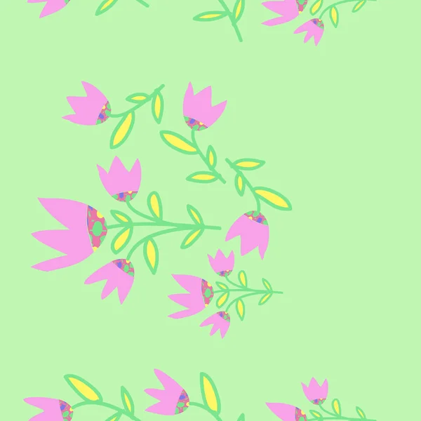 Patrón Sin Costuras Motivos Florales Hojas Tulipanes — Vector de stock