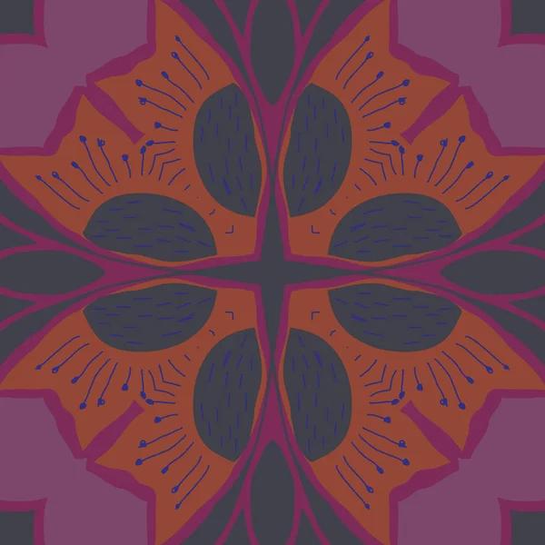Kreisförmiges Nahtloses Muster Stilisierter Blüten Doodles Staubgefäße — Stockvektor