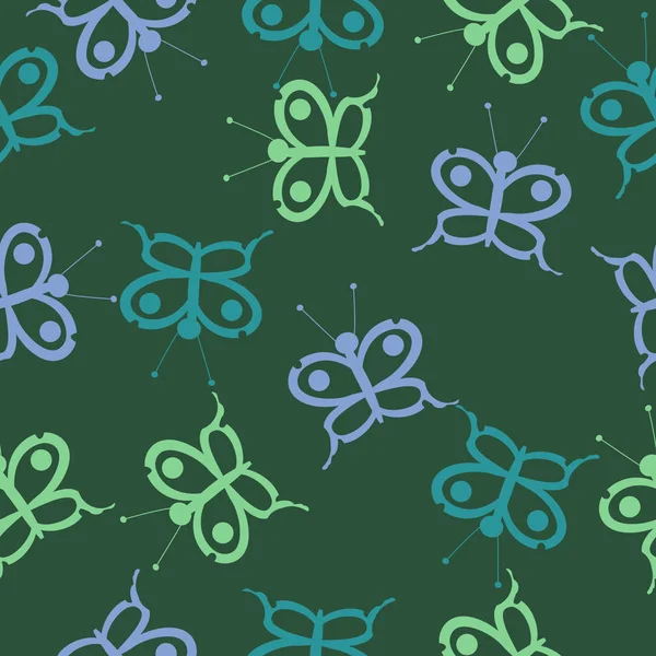 Vektorillustration Des Nahtlosen Musters Mit Schmetterlingen — Stockvektor
