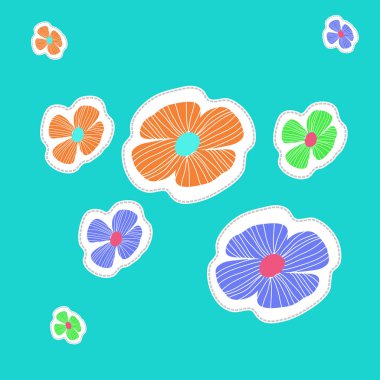 renkli çiçekler, vektör illüstrasyon ile sanatsal dikişsiz desen