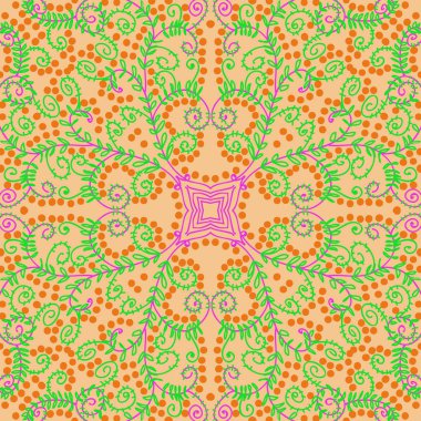 Spiralli oryantal motifin dairesel dikişsiz deseni 