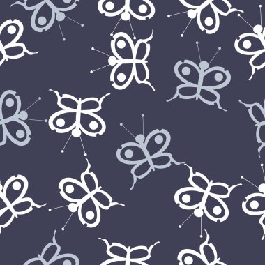 Kelebekler ile Dikişsiz desen vektör çizim 