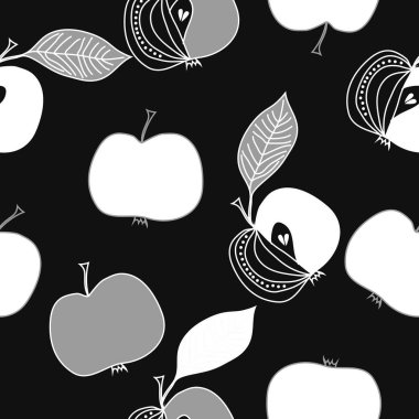 Yaprakları ile elma basit vektör illüstrasyon 