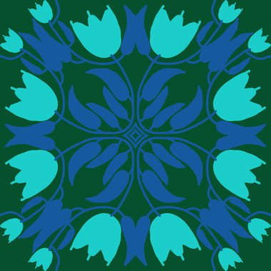 Çiçek motifi ile dairesel dikişsiz desen  