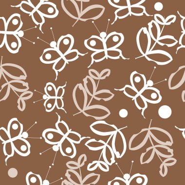 Soyut basit kelebek ve dalların kusursuz deseni