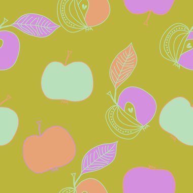 Yaprakları ile elma basit vektör illüstrasyon 