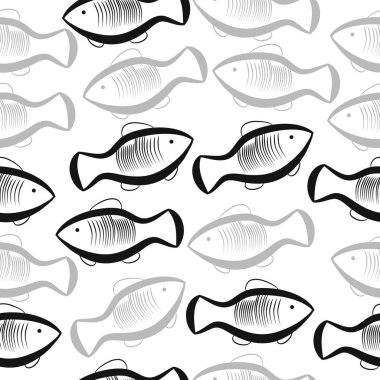 Balık ile Dikişsiz desen vektör çizim
