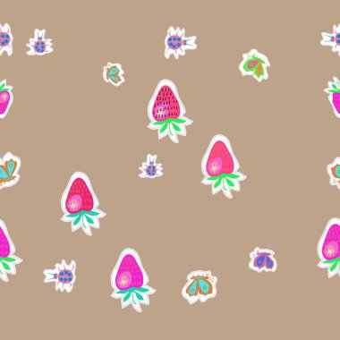 Soyut basit çilek Dikişsiz desen