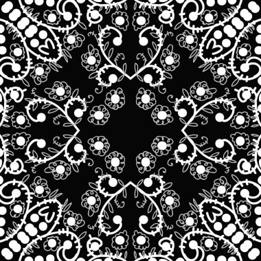 Çiçek ve yapraklar ile çiçek motifi Dairesel dikişsiz desen